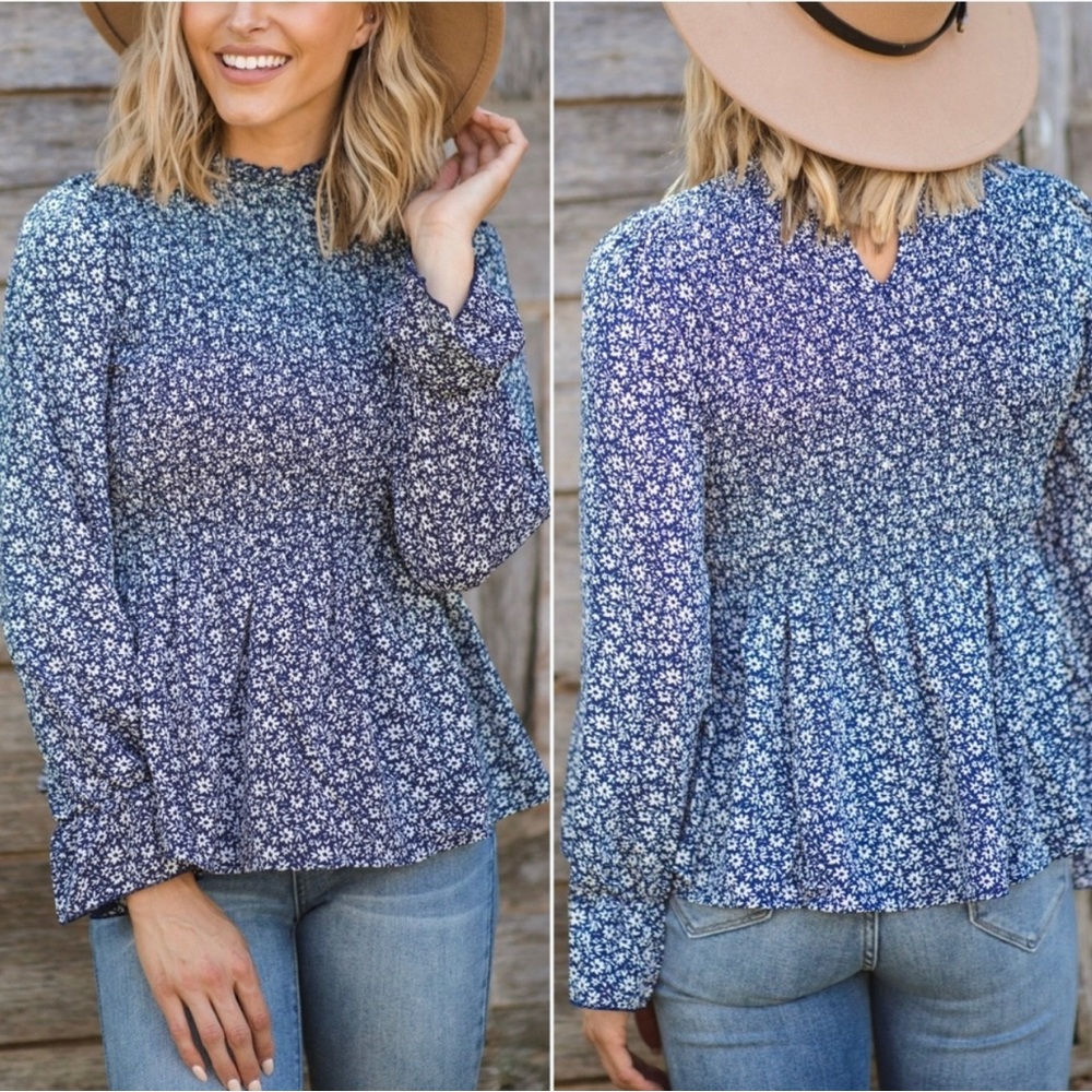 Mi Ami floral smocked blouse.